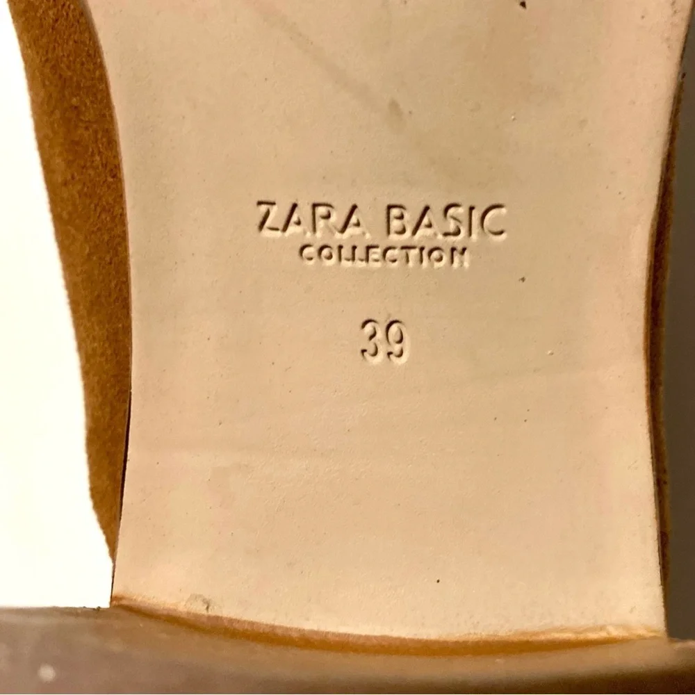 ZARA Basic Collection Brown Slip-on Suede Ankle Booties Size US 8.5 EU 39
